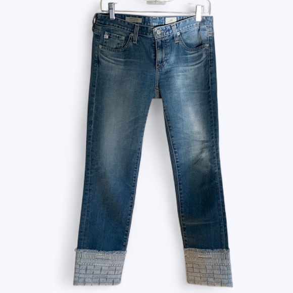 AG Stevie Embroidered Cuff Mid Rise Slim Fit Straight Jeans SZ 27 - Picture 5 of 14